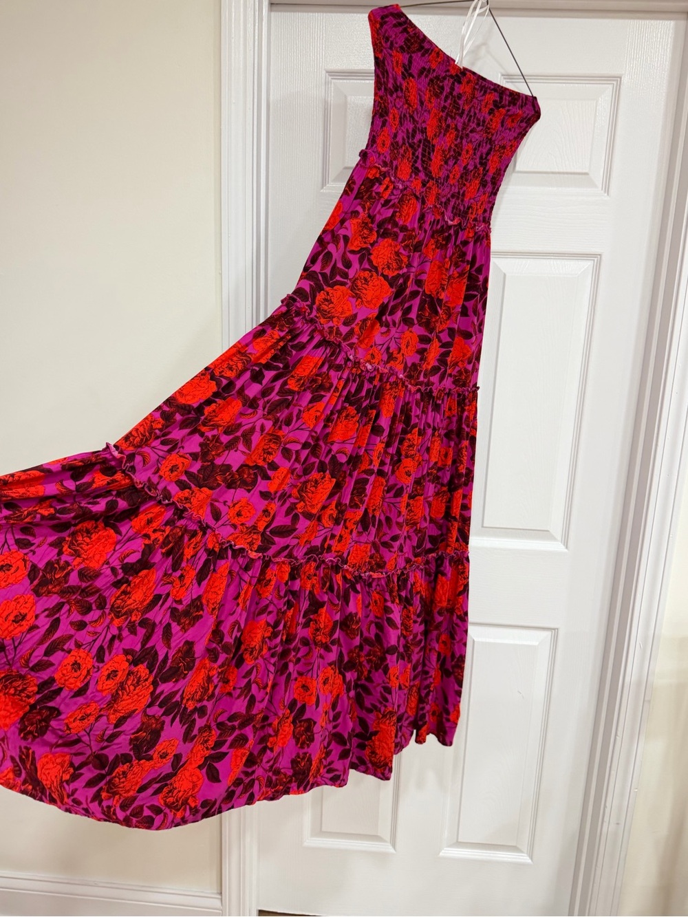 🦋Abel The Label Strapless Tiered Maxi Dress tropical Floral - Picture 3 of 7